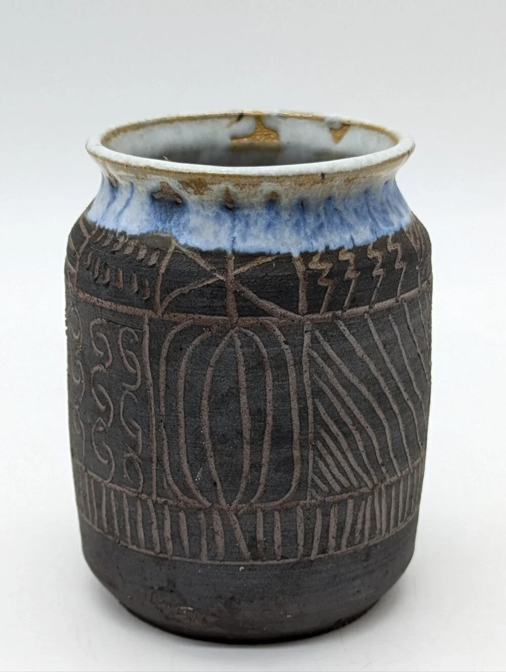 Handmade Ceramic Chives Etches Small Vessel Bud Vase